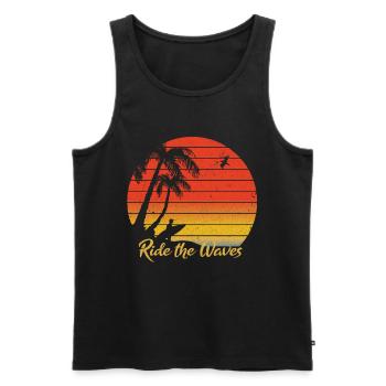 Chemises de surf rétro vintage cadeau d'amant de surf pour hommes - Débardeur bio Premium Homme - noir - Devant - Michal (187cm)