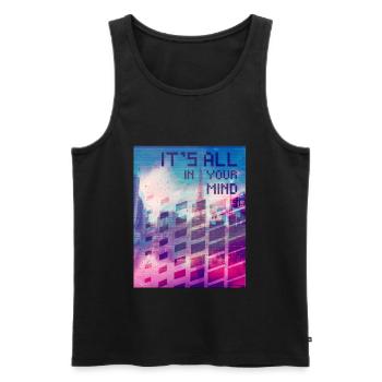 Vaporwave Aesthetic Tout est dans votre esprit - Débardeur bio Premium Homme - noir - Devant - AI Model Male 178 light (178cm)