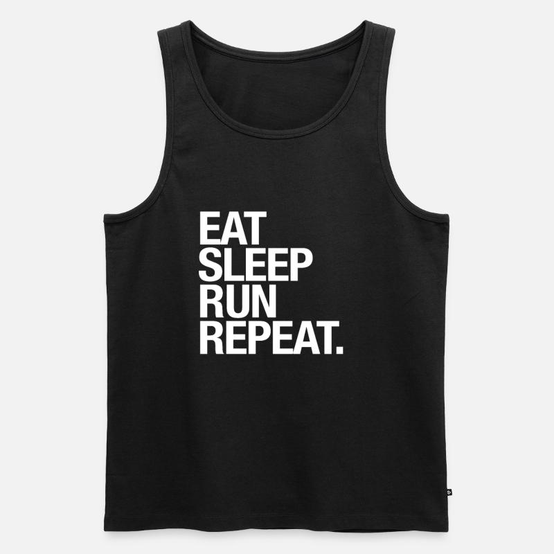Pour les coureurs: manger, dormir, courir, répéter - Débardeur bio Premium Homme - noir