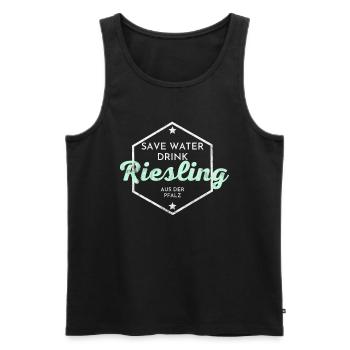 Save Water Drink Riesling - Pfalz - Männer Premium Bio Tank Top - Schwarz - Vorne - AI Model Male 178 light (178cm)