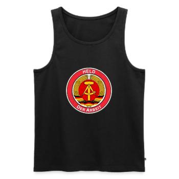 DDR Held Der Arbeit - Männer Premium Bio Tank Top - Schwarz - Vorne - Michal (187cm)