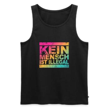 Kein Mensch ist illegal - Gegen Rechts - FCK NZS - Männer Premium Bio Tank Top - Schwarz - Vorne - Michal (187cm)