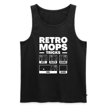 Retro-Mops - Männer Premium Bio Tank Top - Schwarz - Vorne - Michal (187cm)
