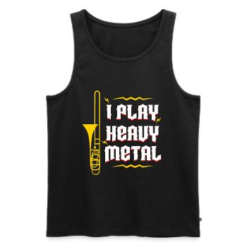 Je joue à vent de joueur de trombone heavy metal - Débardeur bio Premium Homme - noir - Devant - Michal (187cm)