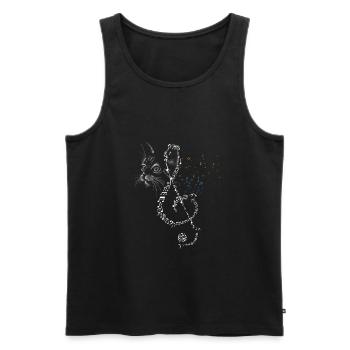 Cat Treble Clef Musiker Musik Noten Pianist - Männer Premium Bio Tank Top - Schwarz - Vorne - Michal (187cm)