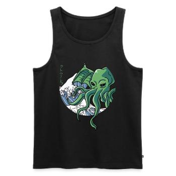 Die große Welle vor Kanagawa Cthulhu Geschenk - Männer Premium Bio Tank Top - Schwarz - Vorne - AI Model Male 178 light (178cm)