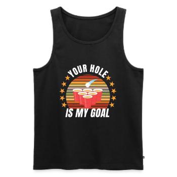 Bier Pong -Your Hole Is My Goal - Männer Premium Bio Tank Top - Schwarz - Vorne - Michal (187cm)