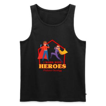 I Work With Heros Pediatric Oncology Doctor Gift - Men's Premium Organic Tank Top - black - Front - Michal (187cm)