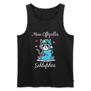 Katze Schlafshirt Geschenk Geburtstag - Männer Premium Bio Tank Top - Schwarz - Vorne - Michal (187cm)