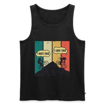 Retro MTB Mountainbike EBike Fahrrad Biker Geschenk - Männer Premium Bio Tank Top - Schwarz - Vorne - Michal (187cm)