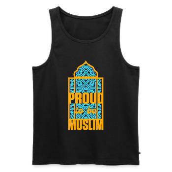 Fier être musulman Islam Allah Coran Mosquée Cadeau - Débardeur bio Premium Homme - noir - Devant - AI Model Male 178 light (178cm)