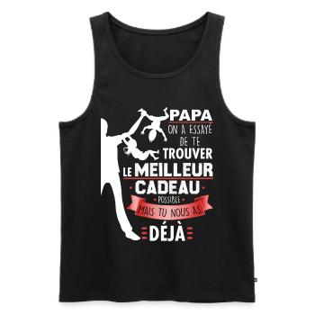 idée cadeau pour papa, humour enfants et père - Débardeur bio Premium Homme - noir - Devant - AI Model Male 178 light (178cm)