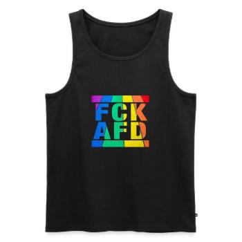 Contre les nazis - FCK AFD - Contre la droite - LGBTQ - Débardeur bio Premium Homme - noir - Devant - AI Model Male 178 light (178cm)