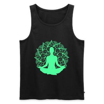 Mandala Yoga Asana Lotus Zen Nirvana Bouddhisme Cadeau - Débardeur bio Premium Homme - noir - Devant - Michal (187cm)