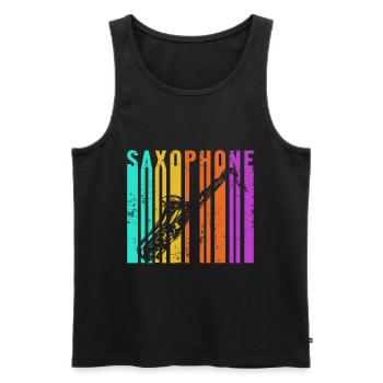 Saxophone Sax Band Music Jazz Musical Concert Gift - Men's Premium Organic Tank Top - black - Front - Michal (187cm)