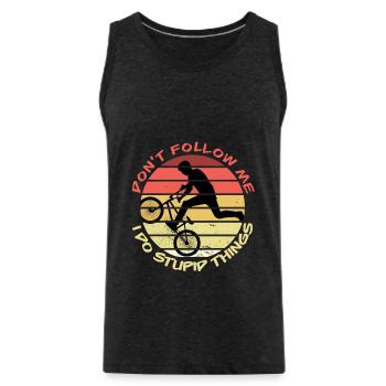 Don’t Follow Me BMX Vélo Cycliste VTT Cadeau - Débardeur bio Premium Homme - charbon - Devant - Alexander (188cm)