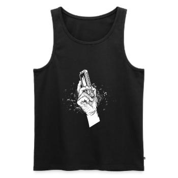 Harmonica Blues Mouth Organ Acoustic Instrument - Men's Premium Organic Tank Top - black - Front - Michal (187cm)