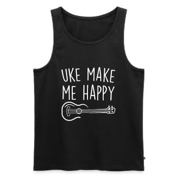 Uke Make Me Happy Ukulele Acoustic Guitar Gift - Débardeur bio Premium Homme - noir - Devant - Michal (187cm)