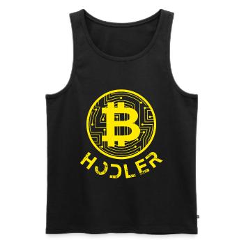 Bitcoin Hodler Crypto BTC Cryptocurrency Gift - Men's Premium Organic Tank Top - black - Front - AI Model Male 178 light (178cm)