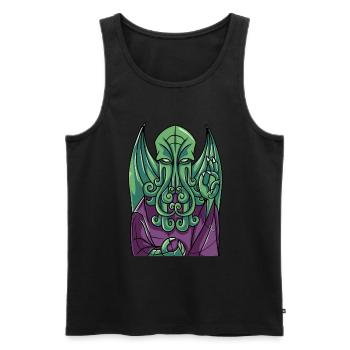 Cthulhu Myth Church Window Art Gift - Men's Premium Organic Tank Top - black - Front - AI Model Male 178 light (178cm)