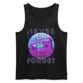 Never Forget Retro 80s 90s Nostalgia - Men's Premium Organic Tank Top - black - Front - AI Model Male 178 light (178cm)