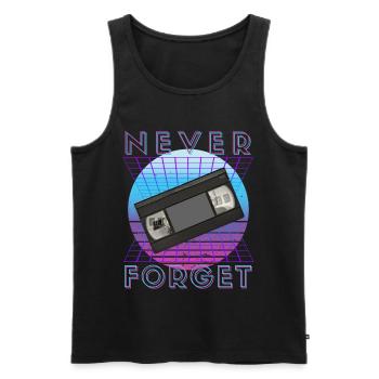 Never Forget Retro 80s 90s Nostalgia - Men's Premium Organic Tank Top - black - Front - AI Model Male 178 light (178cm)