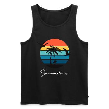Summertime Sommer Shirt Damen Herren - Männer Premium Bio Tank Top - Schwarz - Vorne - AI Model Male 178 light (178cm)