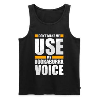 Ne me faites pas utiliser ma voix Kookaburra - Débardeur bio Premium Homme - noir - Devant - Michal (187cm)