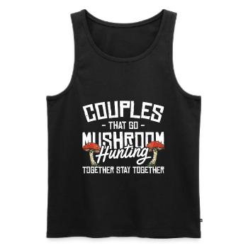 Couple de chasseurs de champignons - Débardeur bio Premium Homme - noir - Devant - AI Model Male 178 light (178cm)