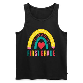 First grade teachers back to school - Men's Premium Organic Tank Top - black - Front - AI Model Male 178 light (178cm)