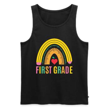 First grade teachers back to school - Men's Premium Organic Tank Top - black - Front - AI Model Male 178 light (178cm)