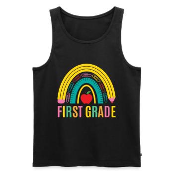 First grade teachers back to school - Men's Premium Organic Tank Top - black - Front - AI Model Male 178 light (178cm)