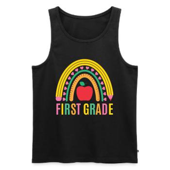 First grade teachers back to school - Men's Premium Organic Tank Top - black - Front - AI Model Male 178 light (178cm)