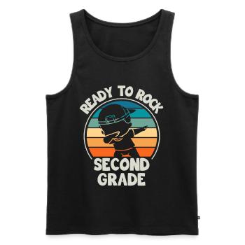 Second grade teacher for back to school - Men's Premium Organic Tank Top - black - Front - AI Model Male 178 light (178cm)