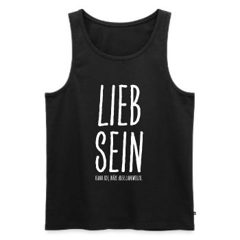 Lieb sein kann ich wäre aber langweilig - Männer Premium Bio Tank Top - Schwarz - Vorne - Michal (187cm)