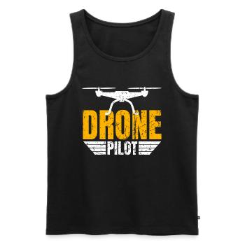 Drone Drone Pilote Drone Opérateur Quadcopter - Débardeur bio Premium Homme - noir - Devant - Michal (187cm)