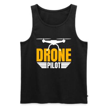Drone Drone Pilote Drone Opérateur Quadcopter - Débardeur bio Premium Homme - noir - Devant - Michal (187cm)