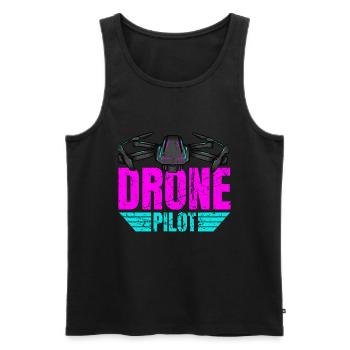 Drone Drone Pilote Drone Opérateur Quadcopter - Débardeur bio Premium Homme - noir - Devant - Michal (187cm)