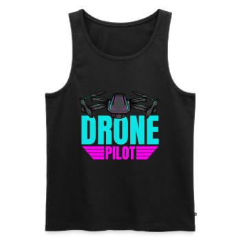 Drone Drone Pilote Drone Opérateur Quadcopter - Débardeur bio Premium Homme - noir - Devant - Michal (187cm)