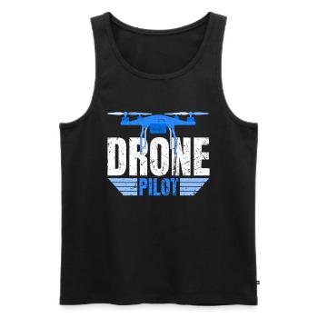 Drone Drone Pilote Drone Opérateur Quadcopter - Débardeur bio Premium Homme - noir - Devant - Michal (187cm)