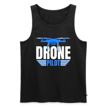 Drone Drone Pilote Drone Opérateur Quadcopter - Débardeur bio Premium Homme - noir - Devant - Michal (187cm)