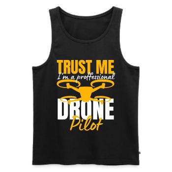Drone Drone Pilote Drone Opérateur Quadcopter - Débardeur bio Premium Homme - noir - Devant - Michal (187cm)