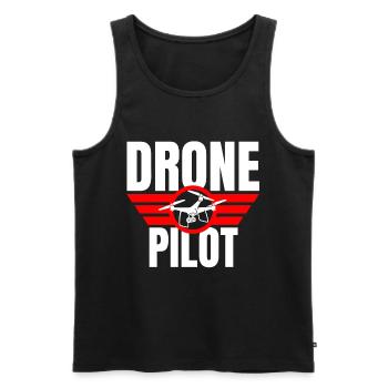 Drone Drone Pilote Drone Opérateur Quadcopter - Débardeur bio Premium Homme - noir - Devant - Michal (187cm)
