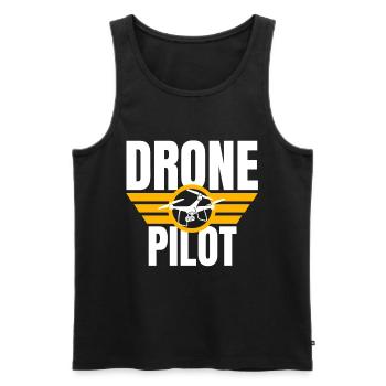 Drone Drone Pilote Drone Opérateur Quadcopter - Débardeur bio Premium Homme - noir - Devant - Michal (187cm)