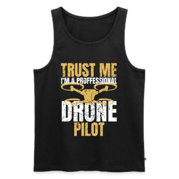 Drone Drone Pilote Drone Opérateur Quadcopter - Débardeur bio Premium Homme - noir - Devant - Michal (187cm)