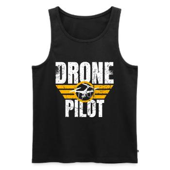 Drone Drone Pilote Drone Opérateur Quadcopter - Débardeur bio Premium Homme - noir - Devant - Michal (187cm)
