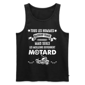 Moto homme motard phrase drôle - Débardeur bio Premium Homme - noir - Devant - Michal (187cm)