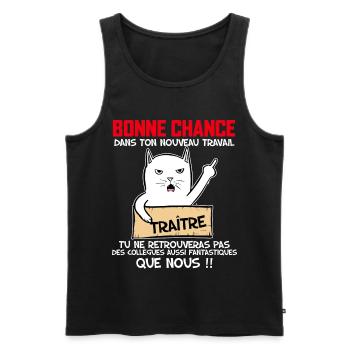 Collègue Message Départ Humour - Débardeur bio Premium Homme - noir - Devant - AI Model Male 178 light (178cm)