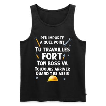 Construction Et Chantier Humour Homme - Débardeur bio Premium Homme - noir - Devant - Michal (187cm)