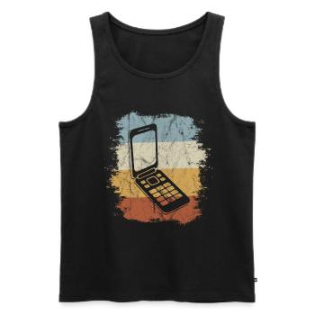 Rétro Old School Folding Phone Vintage Flipphone - Débardeur bio Premium Homme - noir - Devant - AI Model Male 178 light (178cm)